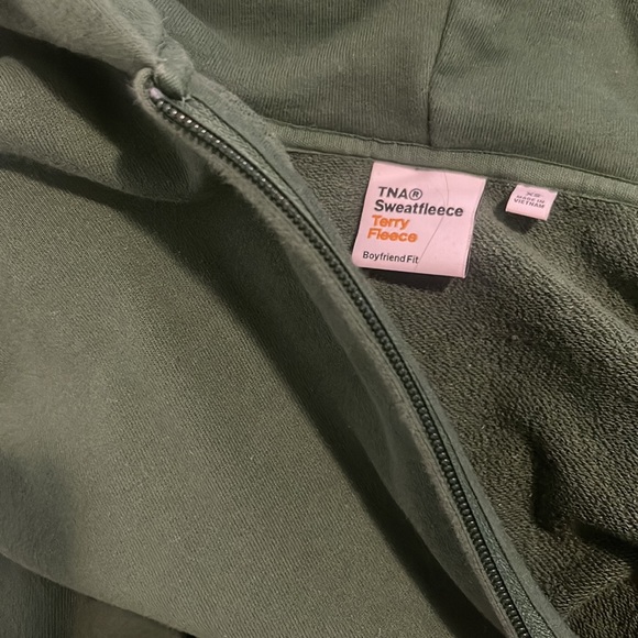 TNA Green Terry Sweatfleece Zip Up Hoodie - Picture 5 of 5